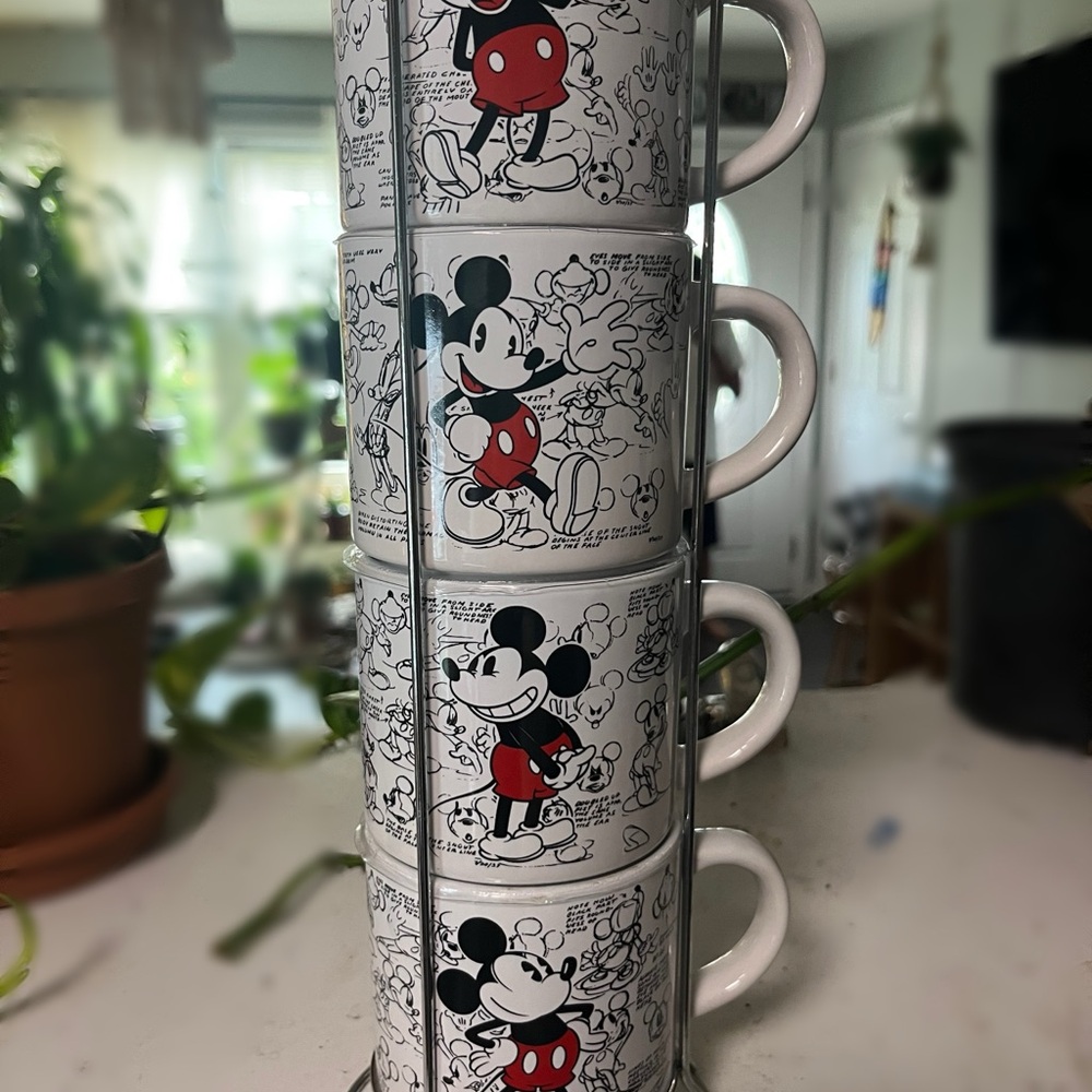 Disney Black and White Mickey Mouse Stackable Mugs